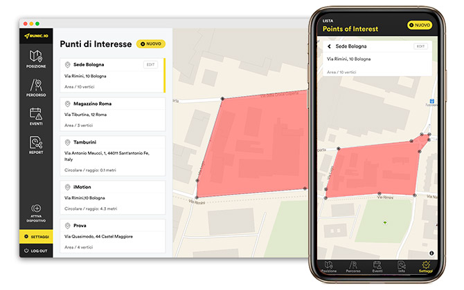 Point of interest (POI) reporting from the GPS locator Runic.io